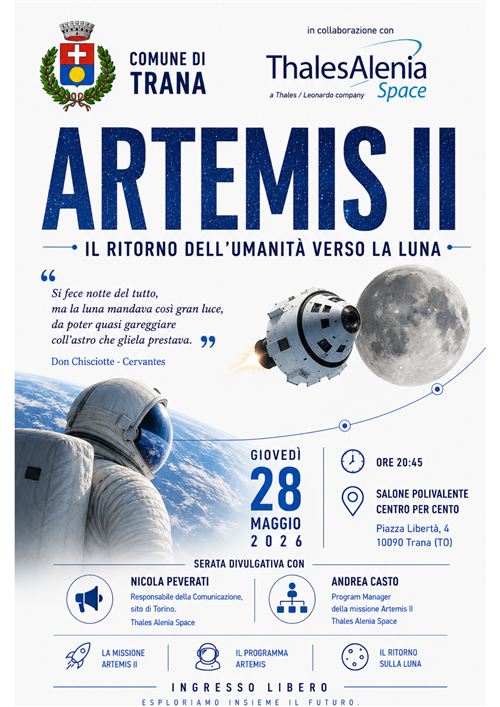 Serata divulgativa dedicata alla missione Artemis II