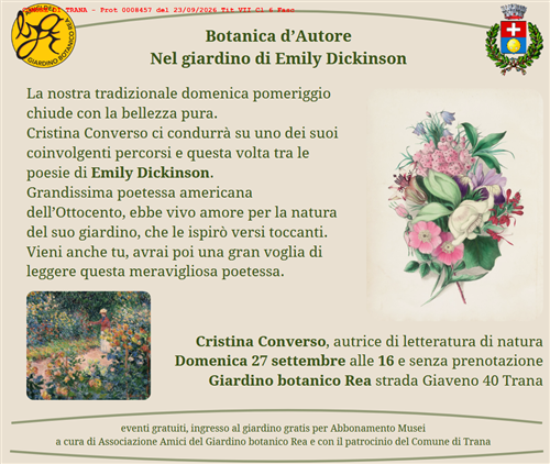 Evento Botanica dAutore - Nel giardino di Emily Dickinson