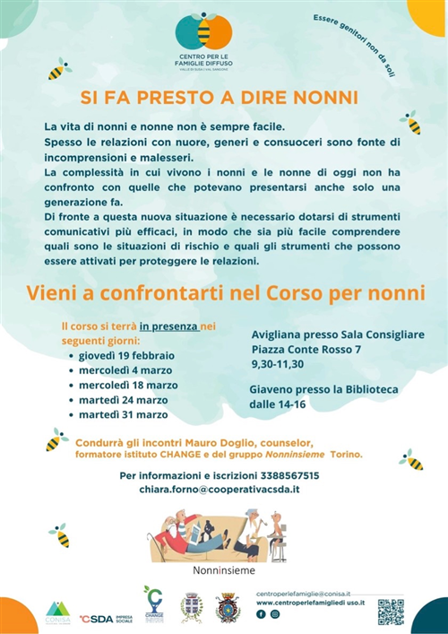 Corso di formazione per nonni promosso dal centro per le famiglie diffuso del Conisa