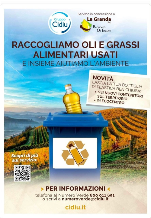 Raccogliamo oli e grassi alimentari usati
